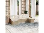 7-piece garden furniture set with cushions, beige woven resin RVNS13658