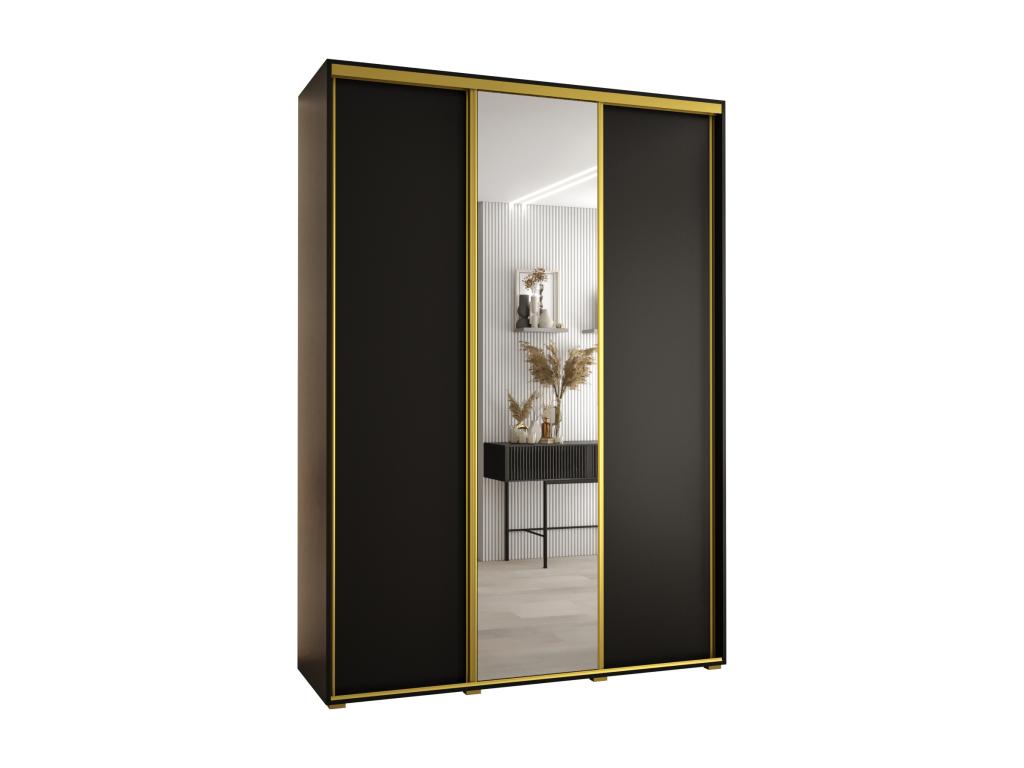 Dekonao 3-Door Sliding Wardrobe 235.2/180/60 3 Doors Black/Black/Gold BEWW27293