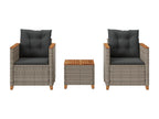 Dekonao 3-piece set and grey resin wicker cushions Dekonao BPQF25390