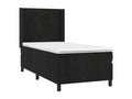 Upholstered bed base with mattress and LED lighting, black, 90x190 cm, velvet, TPED61544