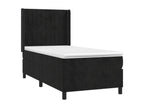 Upholstered bed base with mattress and LED lighting, black, 90x190 cm, velvet, TPED61544
