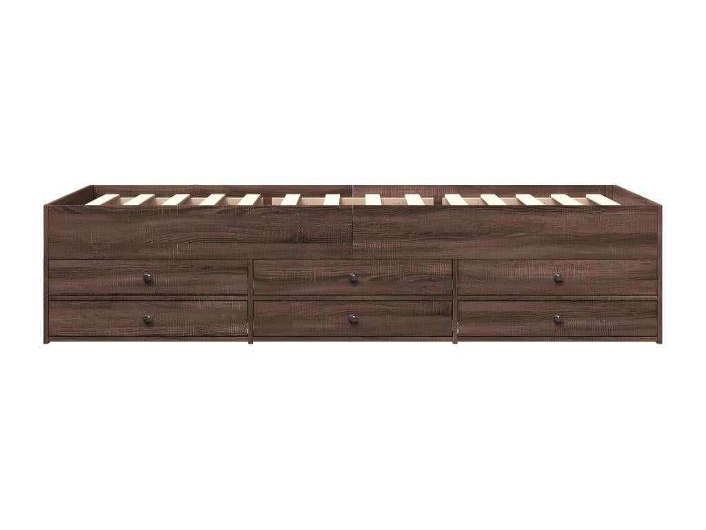 Daybed with drawers, brown oak, 90x190 cm, engineered wood, JCQU41964