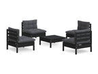 5-piece garden furniture set with cushions, anthracite pine wood CSPW36612