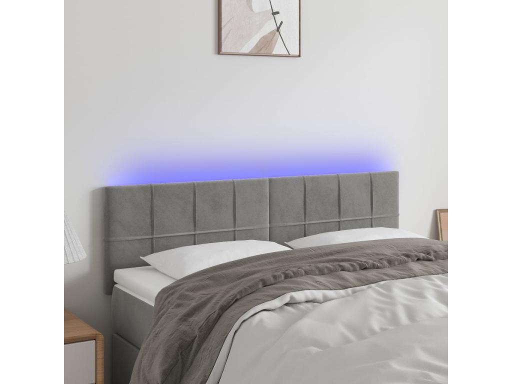 Light Grey LED Headboard 144x5x78/88 cm Velvet XUIR76189