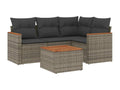 5-piece garden furniture set with grey resin wicker cushions AFLP64990