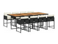 9-piece garden dining set with cushions, black resin wicker UCSS81707