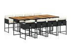 9-piece garden dining set with cushions, black resin wicker UCSS81707