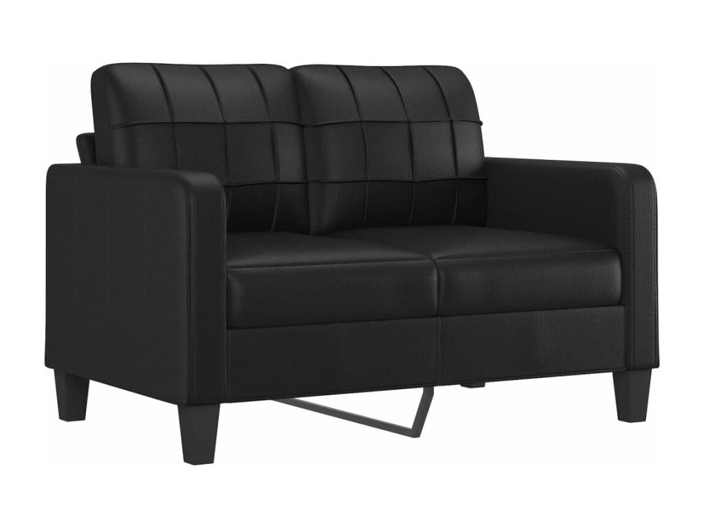 2-Piece Sofa Set with Cushions, Black Faux Leather HQHW56407