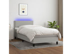 Upholstered bed base with mattress and LED light grey 90x190cm Fabric HKUQ84634