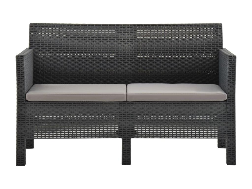 2-piece garden furniture set with PP cushions, rattan, anthracite, FGQB05852