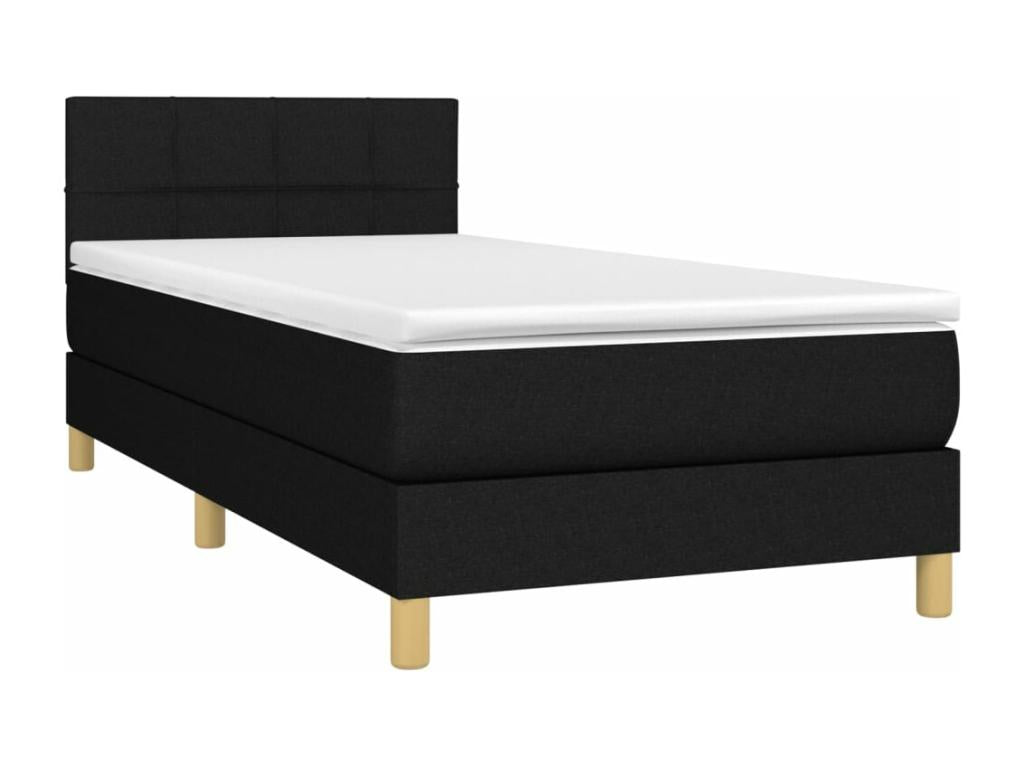 Upholstered bed base with mattress, black, 90x200 cm, fabric NENL33220