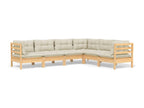 6-piece garden furniture set with cream cushions, solid pine wood THTI46848