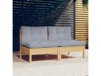 2-seater garden sofa and grey cushions. Solid pine wood. GFZG51468