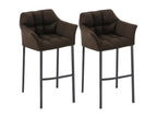Set of 2 Bar Stools - Fabric / Metal - Brown - Dekonao WRXC99738