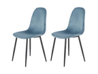 Set of 2 Scandinavian chairs in blue velvet with black metal legs - Dekonao EOQN69971