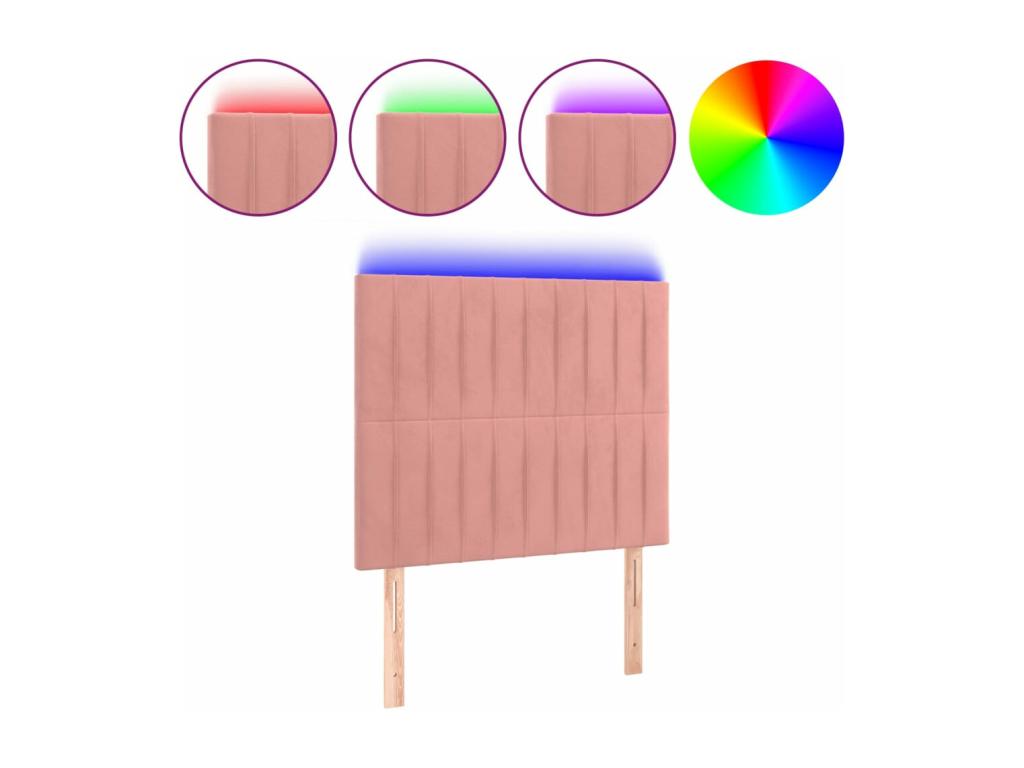Pink LED Headboard 90x5x118/128 cm Velvet FDXX29612