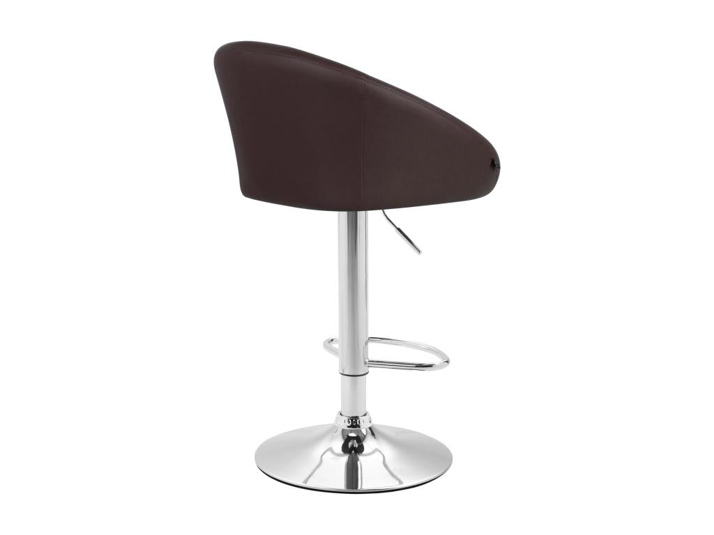 Set of 2 Bar Stools - Faux Leather / Chrome Metal - Brown - Ligniva V2 UTUW86894