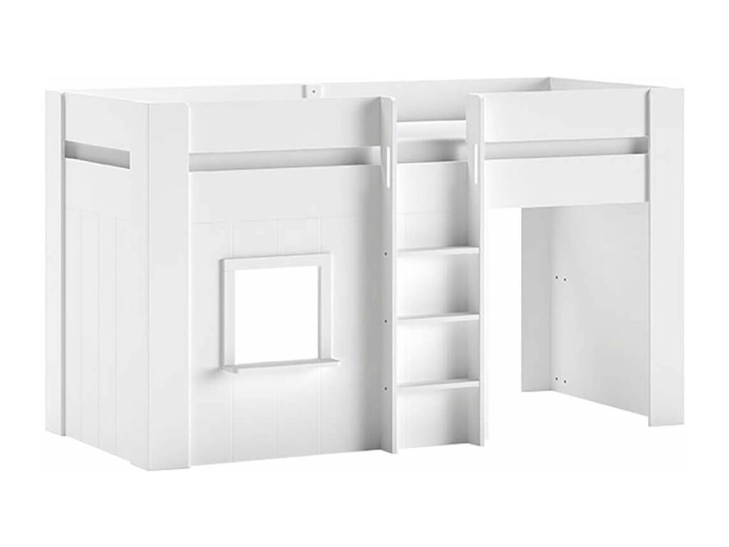 Dekonao - Mid-Height Bed with Windows 90x200cm in White Lacquered MDF RMIJ39676