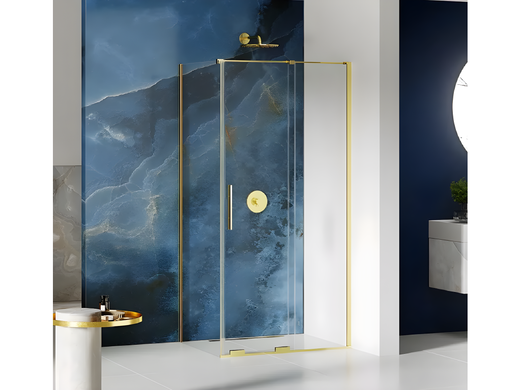 Ligniva 150x90cm sliding shower enclosure, gold, front access QAPH93194