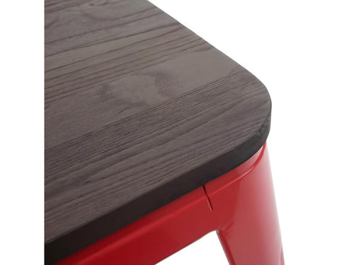 4x Dekonao-A73 stool with stackable industrial-style metal and wood seat - red DVBR94705