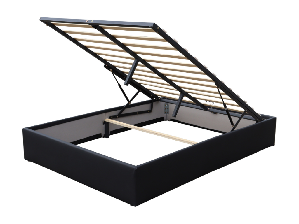 Dekonao 90x190 cm Black Removable Storage Bed with Legs and 12 Legs - Quick and Easy Assembly - Easy-Clean PVC Faux Leather Upholstery PGSA67079