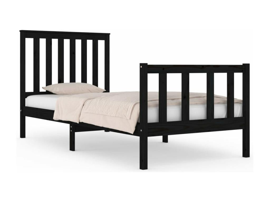 Black solid wood bed frame without mattress OXZQ46202