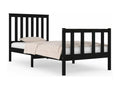 Black solid wood bed frame without mattress OXZQ46202