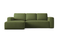 Left-hand corner sofa bed in chenille fabric - bottle green - Dekonao UAQZ32328