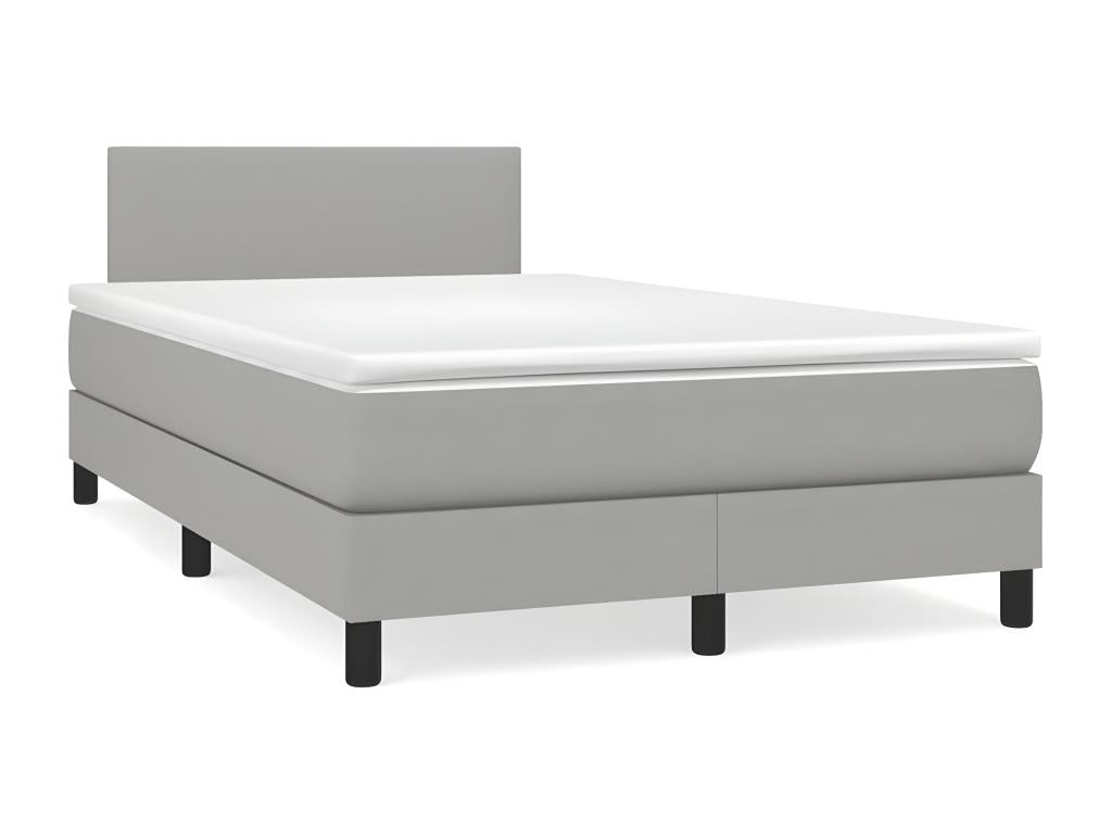 Dekonao bed base with LED light grey mattress 120x190 cm fabric GGSC19747