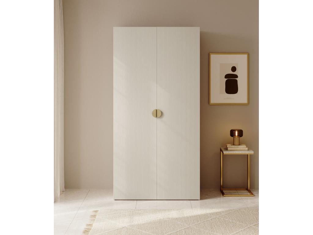 2-door wardrobe with hanging rail - 100 cm - beige - Dekonao KZYK86129