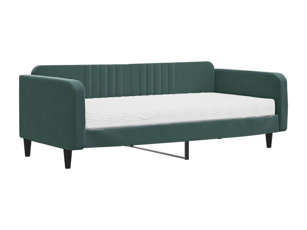 Daybed with dark green 100x200 cm velvet mattress JZAR15601