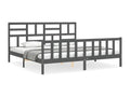 Grey bed frame without mattress, 200x200 cm, solid pine wood STOJ25620