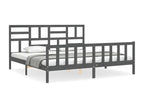Grey bed frame without mattress, 200x200 cm, solid pine wood STOJ25620