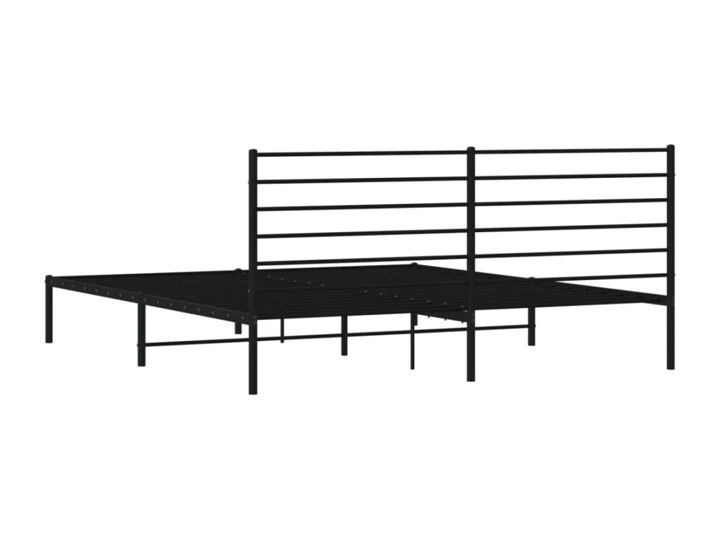 Metal bed frame without mattress with black headboard 193x203cm IGSC32784