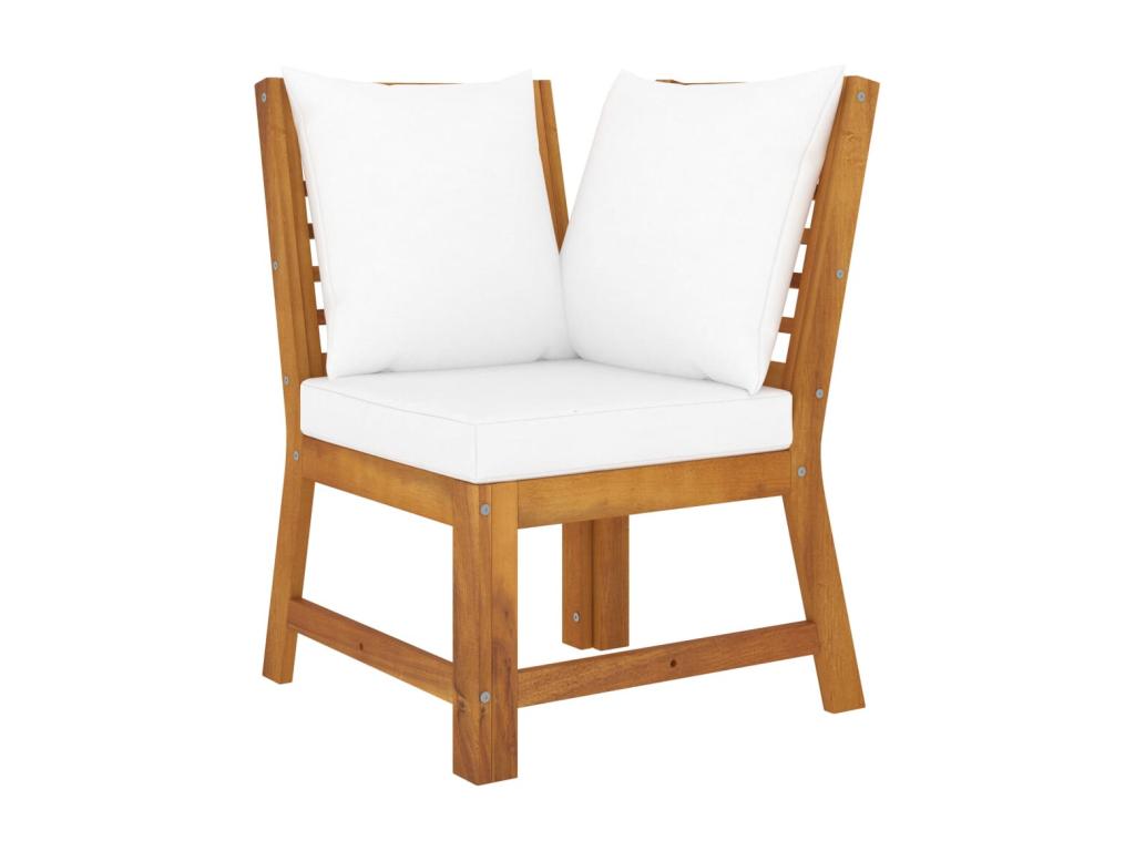6-piece garden furniture set with cushions, cream color, solid wood, Dekonao MAOW96060