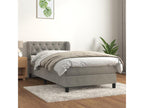 Upholstered bed base and mattress, light grey, 80x200 cm, velvet, PEXI40530