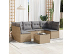 7-piece garden furniture set with cushions, beige woven resin MFAR74591