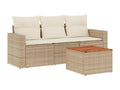 4-piece beige resin wicker garden furniture set with cushions LMWU53699