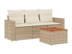 4-piece beige resin wicker garden furniture set with cushions LMWU53699