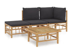 Ligniva 4-piece garden furniture set with dark grey cushions JKWO75688