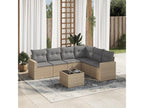 7-piece garden furniture set with cushions, beige woven resin BPME04194