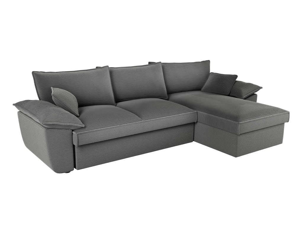 Dekonao II DDZG13825 Right-hand corner sofa bed in dark grey corduroy with storage compartment