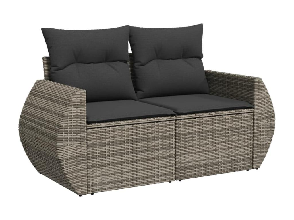 6-piece garden furniture set with grey resin wicker cushions OMBH31561