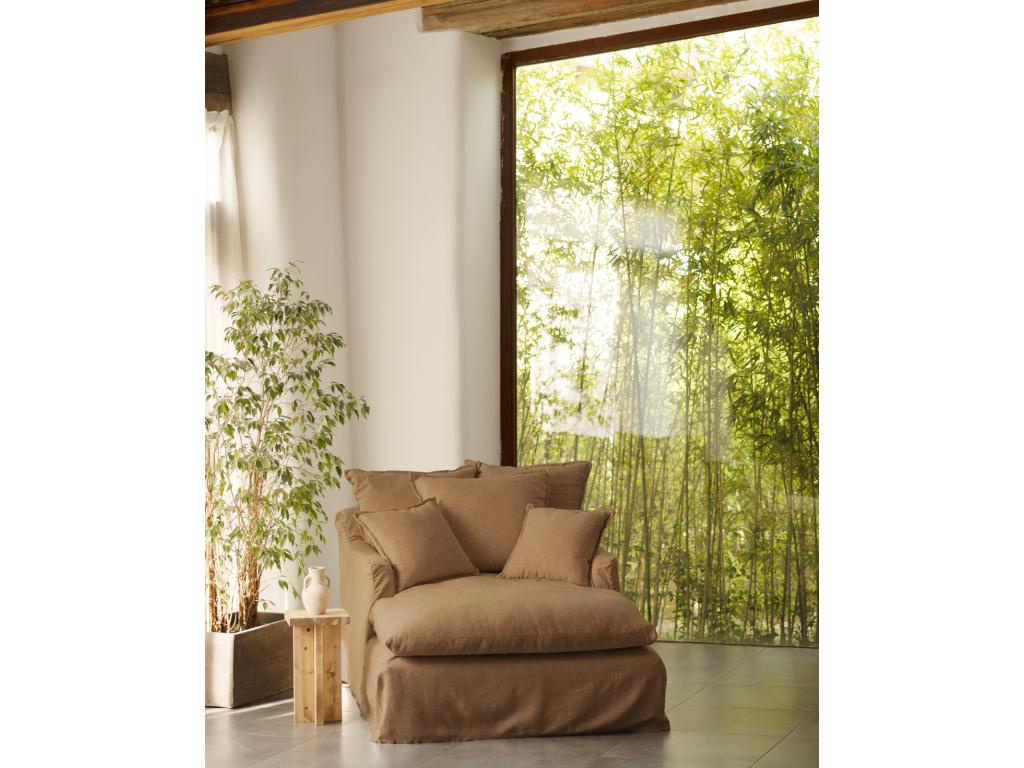 Armchair in cotton and linen, terracotta color, 115x170cm SVUX63333