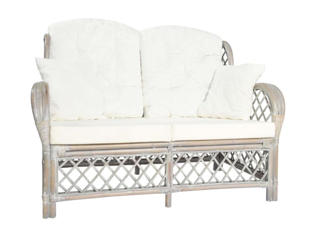 2-seater sofa Grey Rattan MDQQ16349