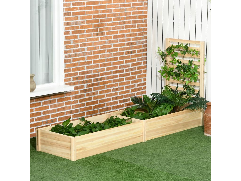 Set of 2 planters with trellis - set of 2 raised garden beds - pre-oiled fir wood GQZK07336