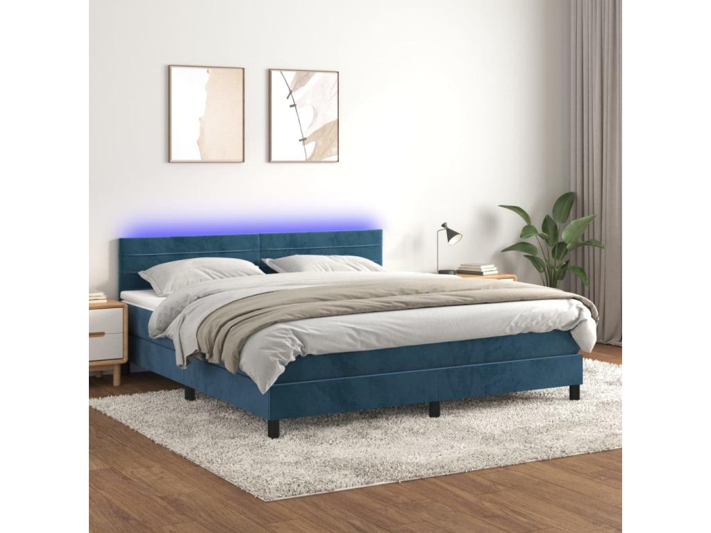 Dekonao bed base with LED mattress, dark blue, 160x200 cm, NXKD11720