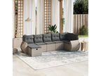 Garden furniture set with cushions, 7 pieces, grey woven resin RGRU80590
