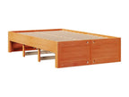 Bookshelf bed without mattress, brown wax finish, 120x190cm, solid pine, ASOP84608