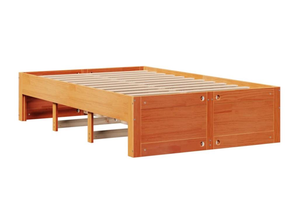 Bookshelf bed without mattress, brown wax finish, 120x190cm, solid pine, ASOP84608